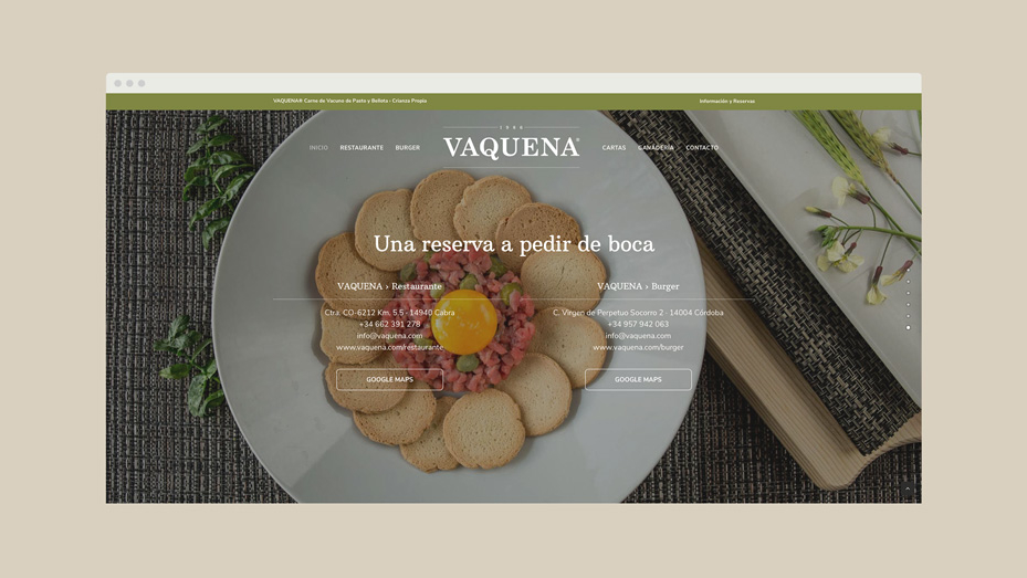 Diseño Web Vaquena Restaurante - www.vaquena.com - tabarestabares